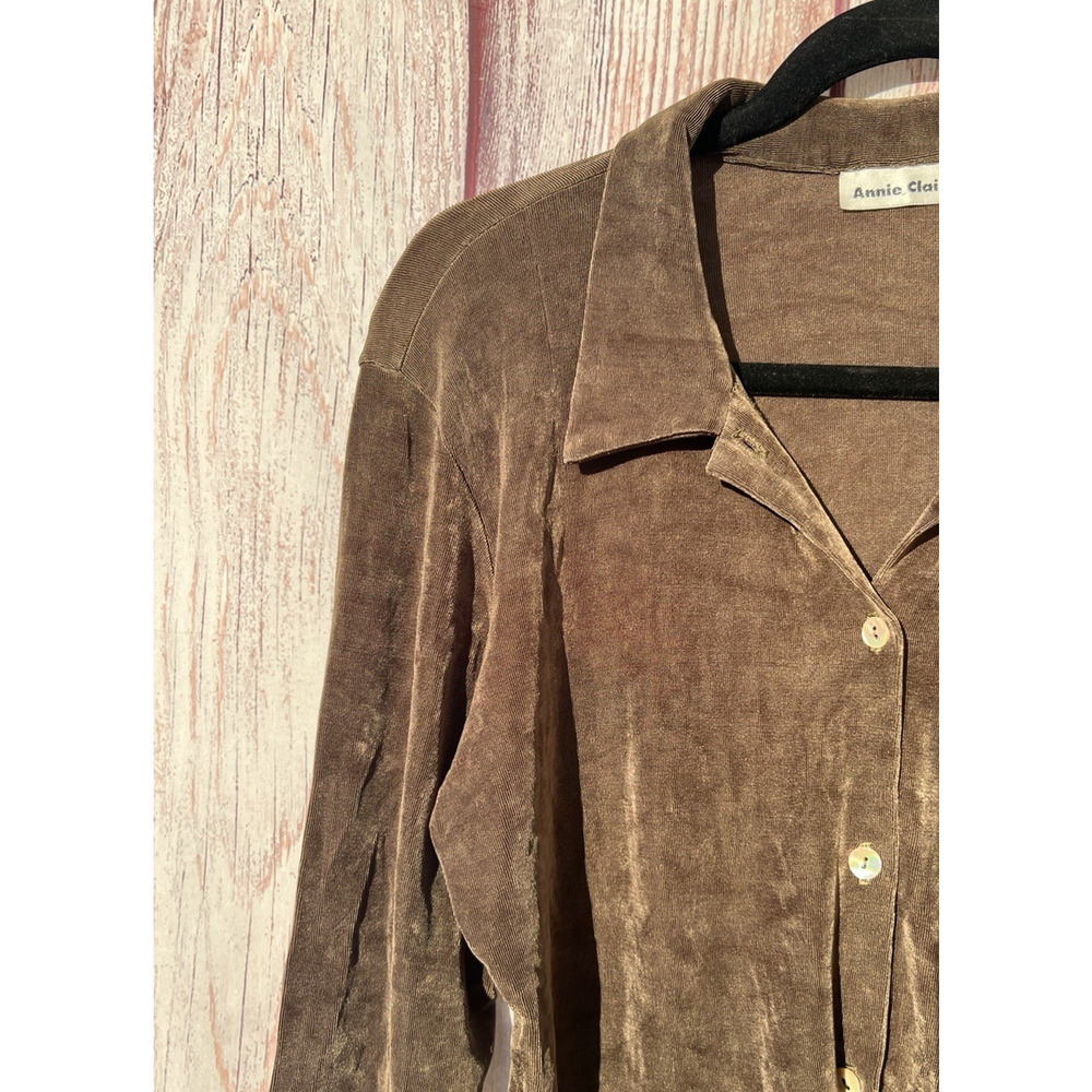 Annie Claire Y2K 90's Vibe Button Down Vintage Top Brown Preppy Friends Size M/L - Picture 5 of 9